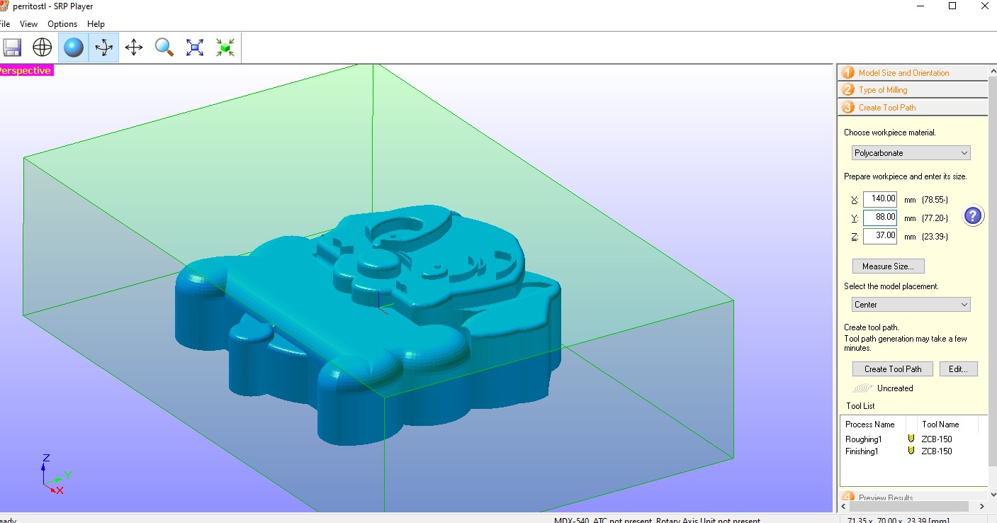 Workpiece setup polycarbonate