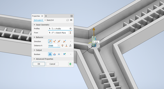 Support post extrusion 5mm