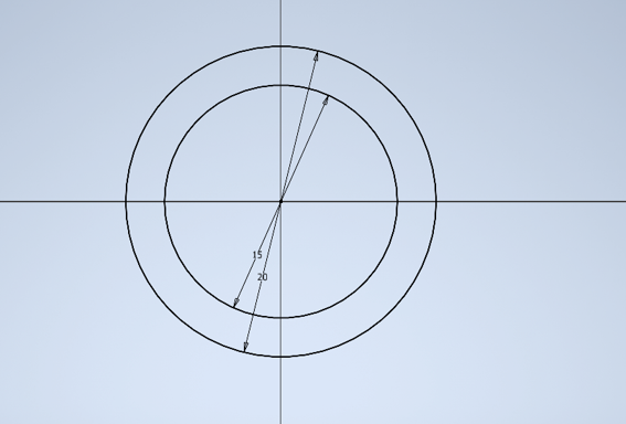 Cap sketch two concentric circles radii 15 and 23mm