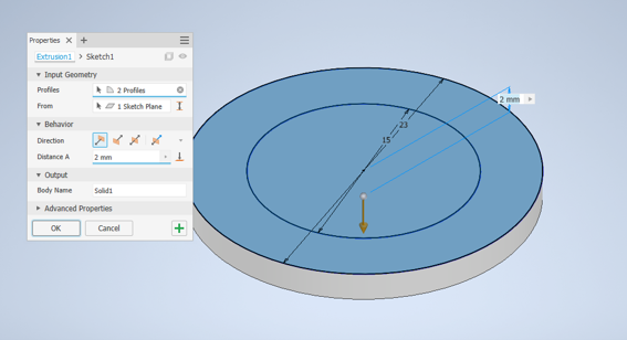Cap chamfer 1mm on top outer edge