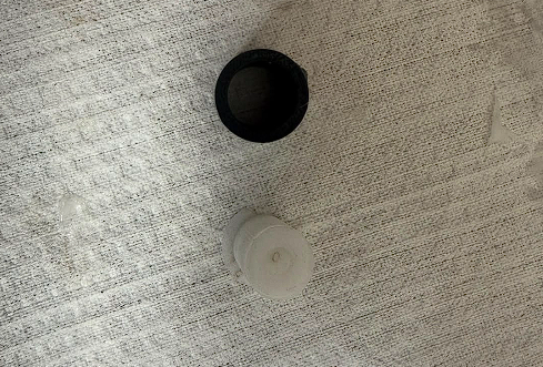 Black PLA cap top, white silicone cast cap bottom