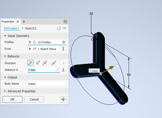 Extrusion 1 seven millimeters