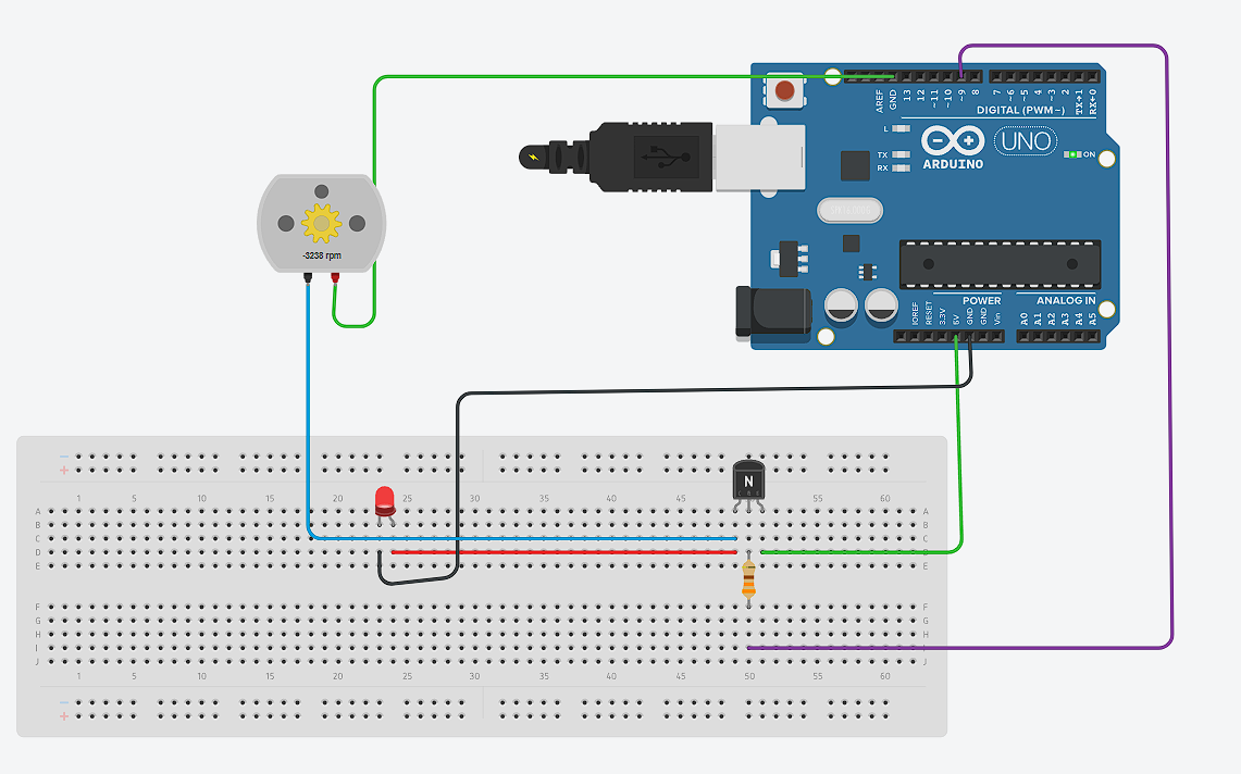 Simulation of motor and LED behavior
