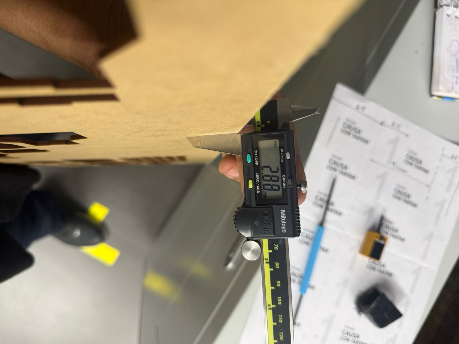 Measuring MDF thickness
