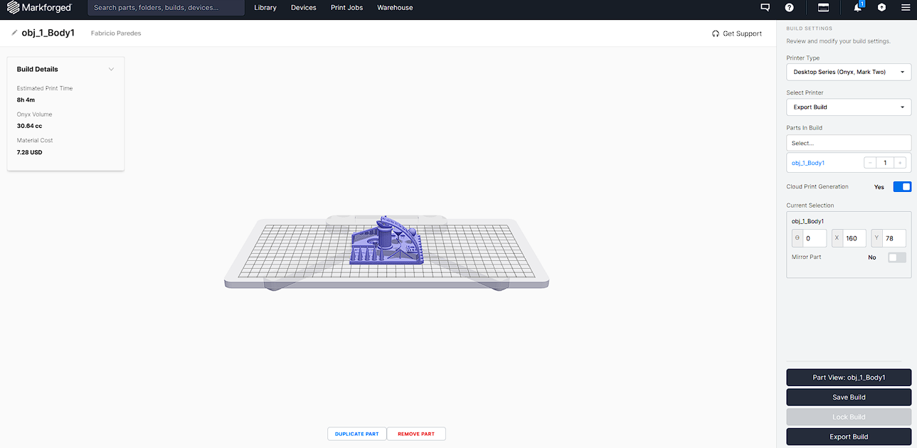 Eiger Build Details view