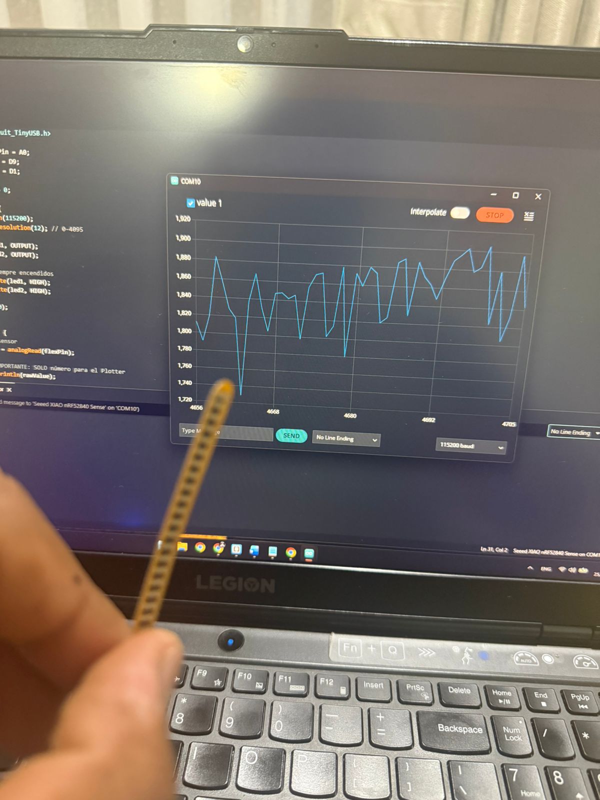 Serial Plotter showing variation while the sensor is straight