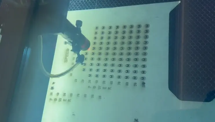 Laser engraving test in progress 2