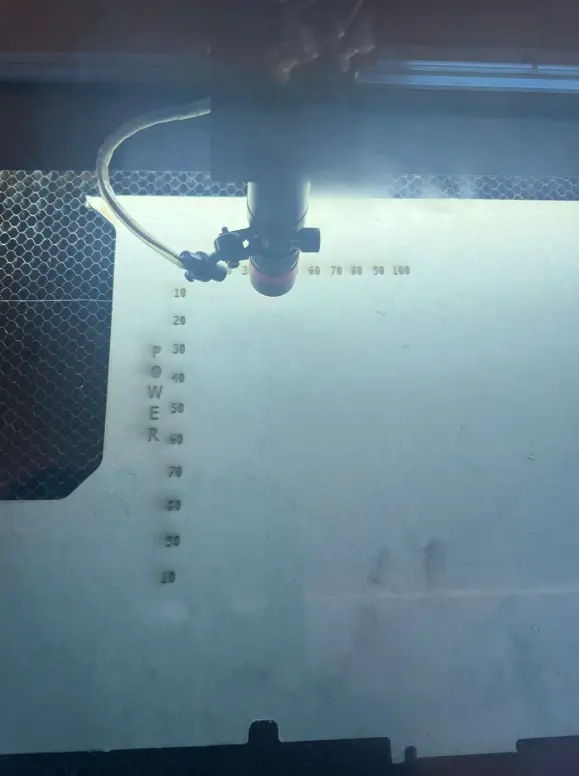 Laser engraving test in progress 1
