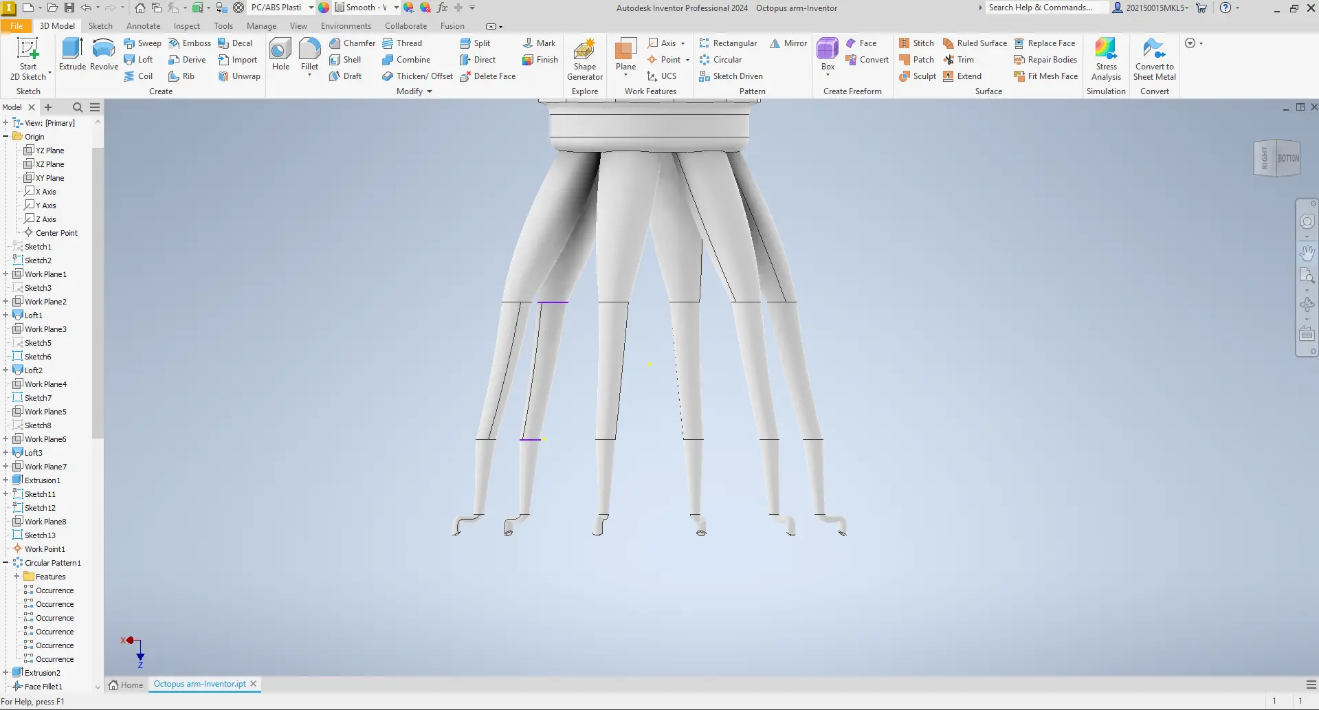 Inventor multiple fingers