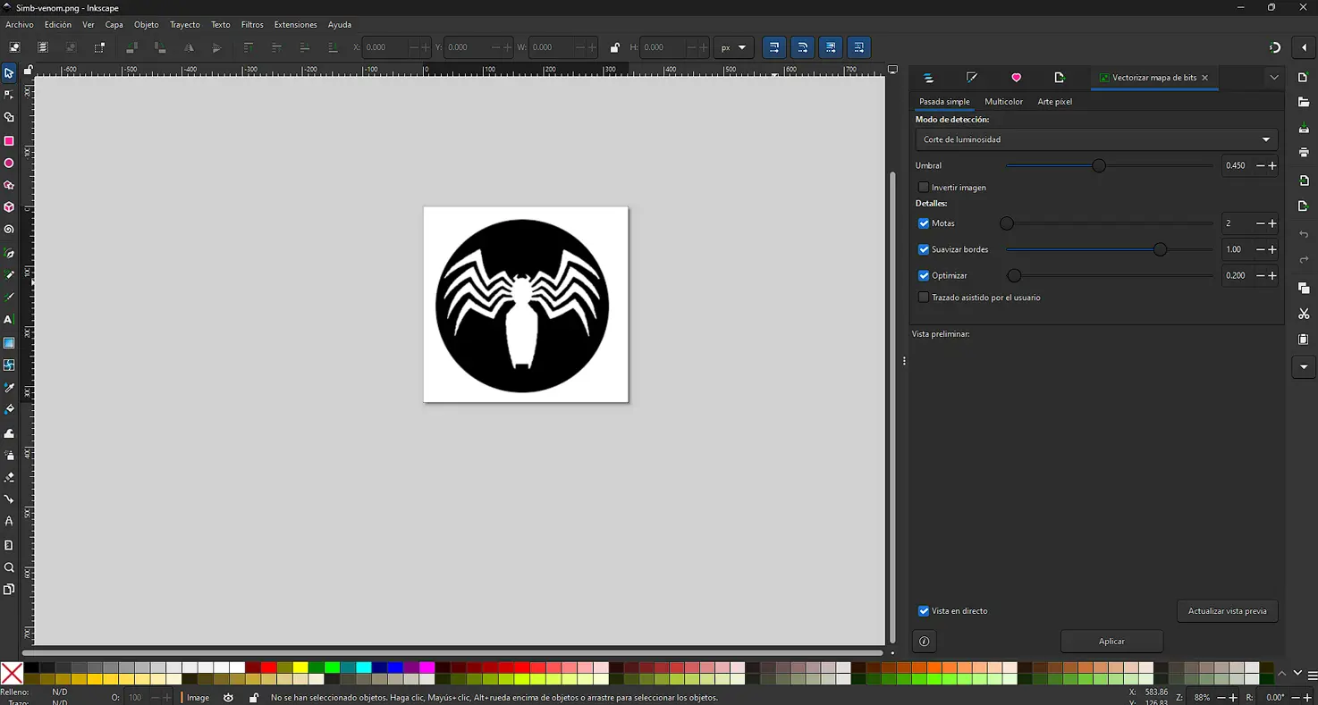Raster image imported in Inkscape