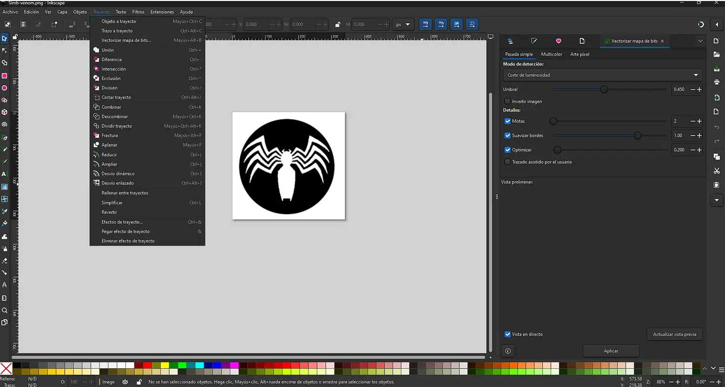 Trace Bitmap panel in Inkscape
