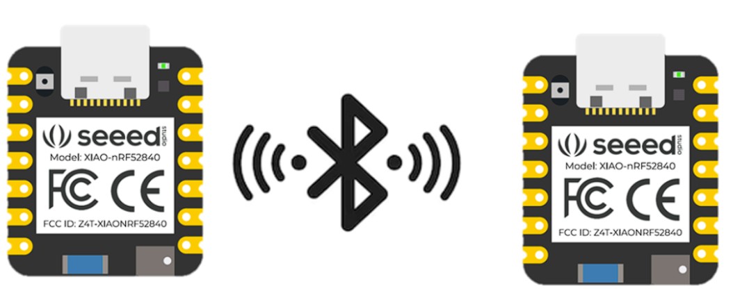 BLE demo — two XIAO nRF52840 boards with buttons and LEDs