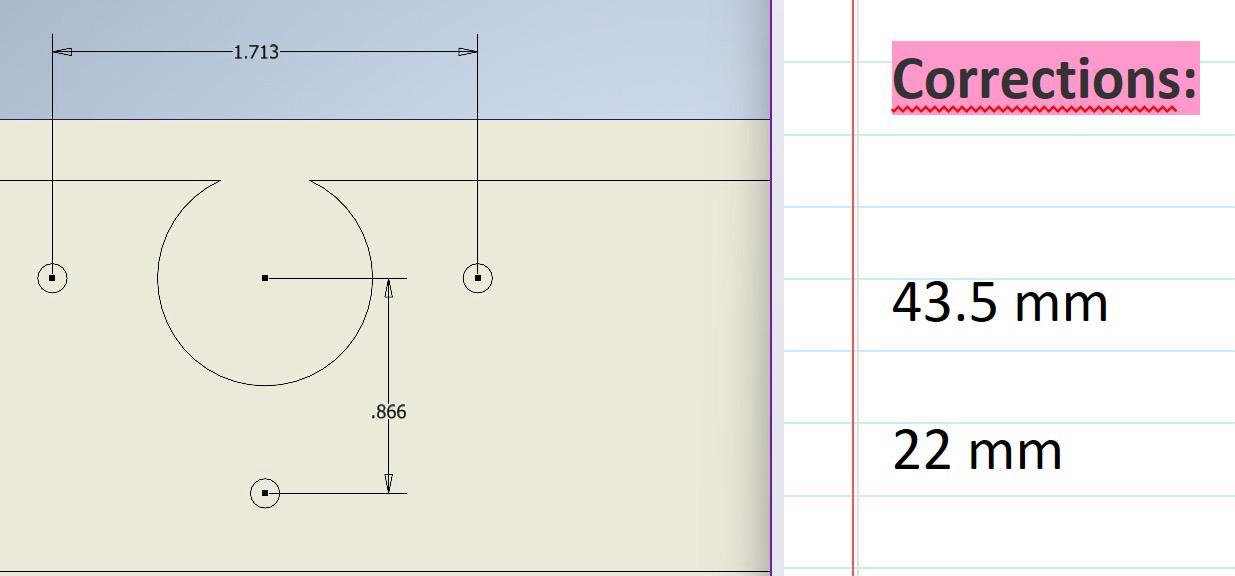 Correction — hole alignment
