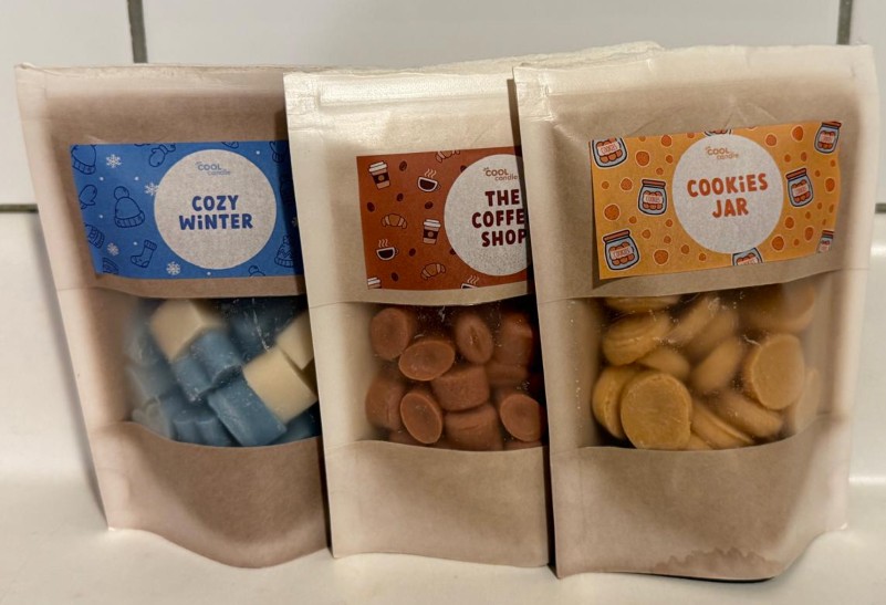 Blue aromatic wax blocks selected