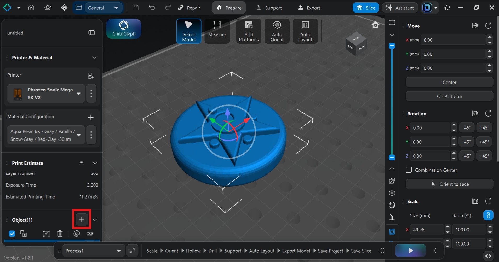 Loading the STL model into Chitubox