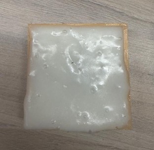 Pouring silicone into the mold box