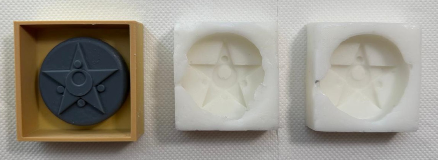 Finished silicone mold of the Sailor Moon brooch