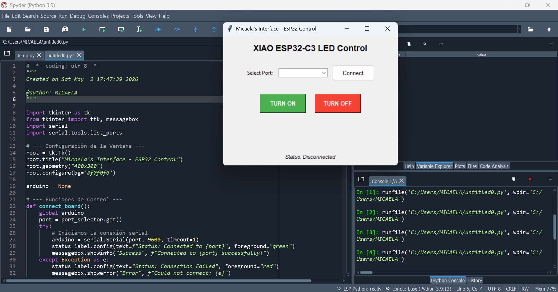 Python GUI interface