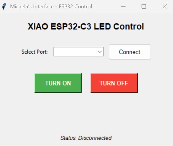 COM port selector dropdown in the GUI