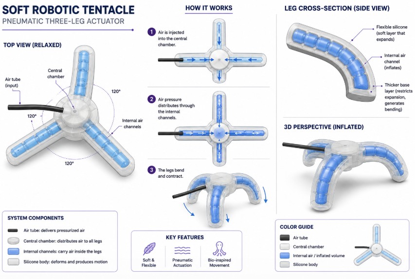 Soft robotics pneumatic actuator design concept