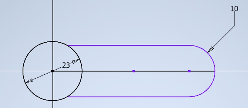 Initial tentacle base design with circle and rectangle