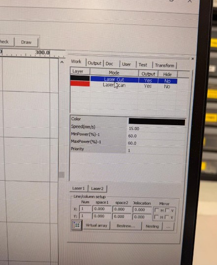 Laser cutting parameters configuration