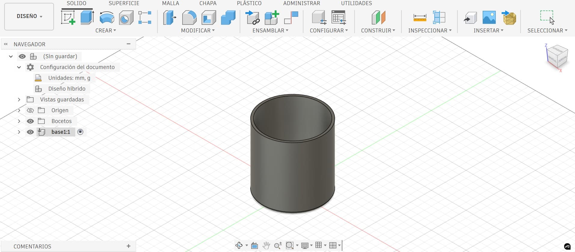 Section analysis view of the cylinder and lid