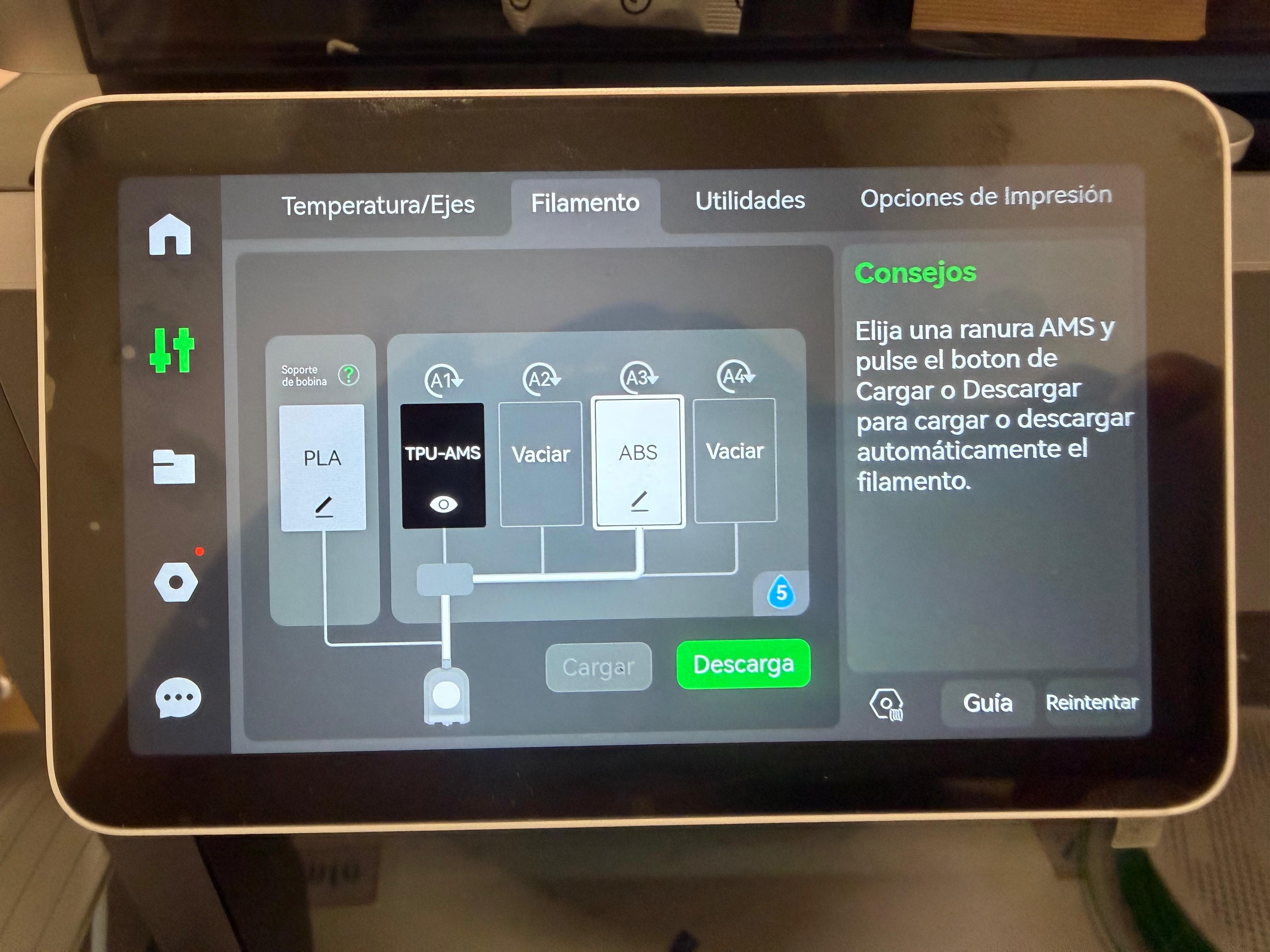 Temperature settings on X1E touchscreen