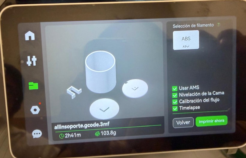 Print job initiated on Bambu Lab X1E