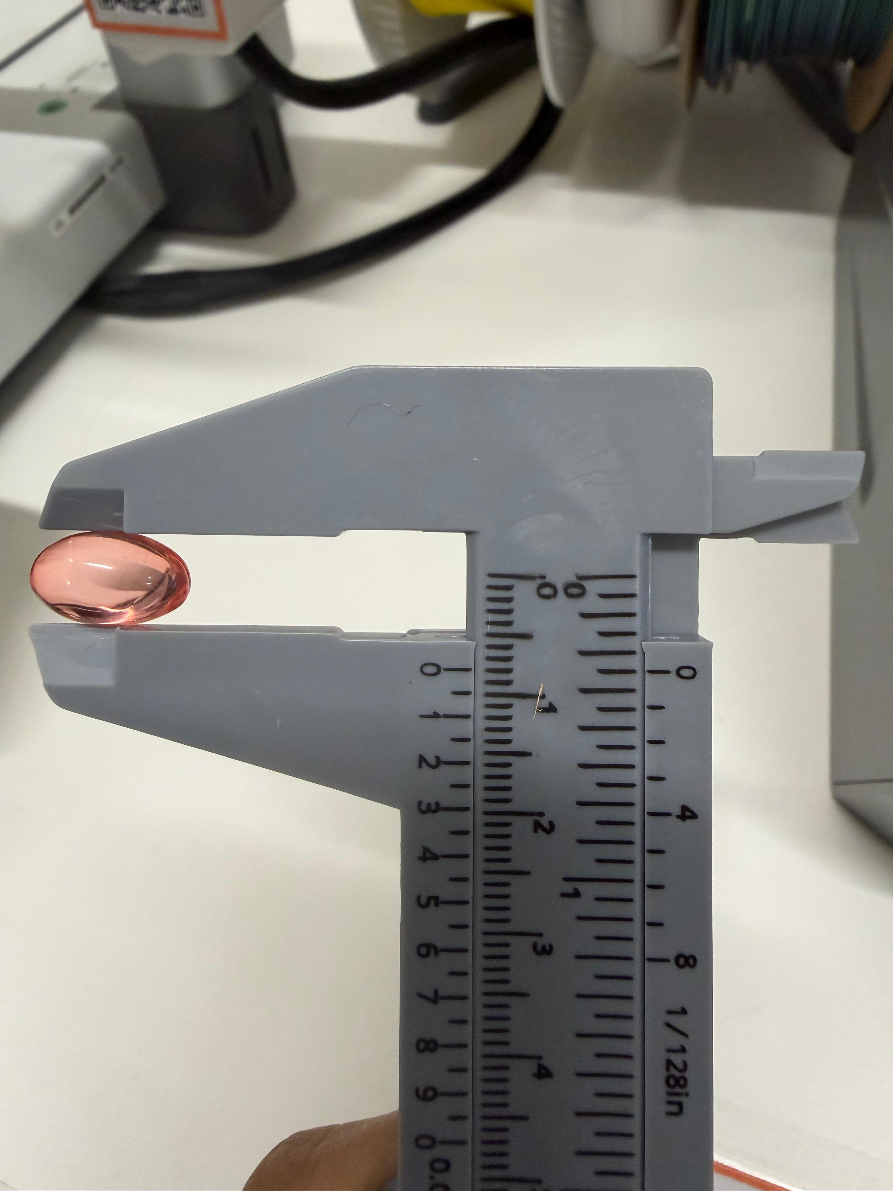 Measuring pill with vernier caliper