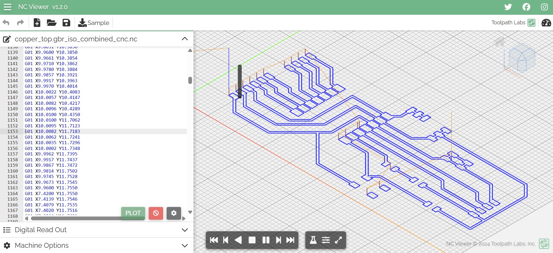 NC Viewer G-code simulation