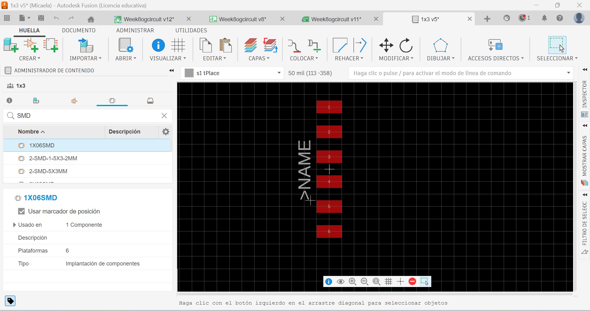 Step 3 - Footprint editor with SMD pads