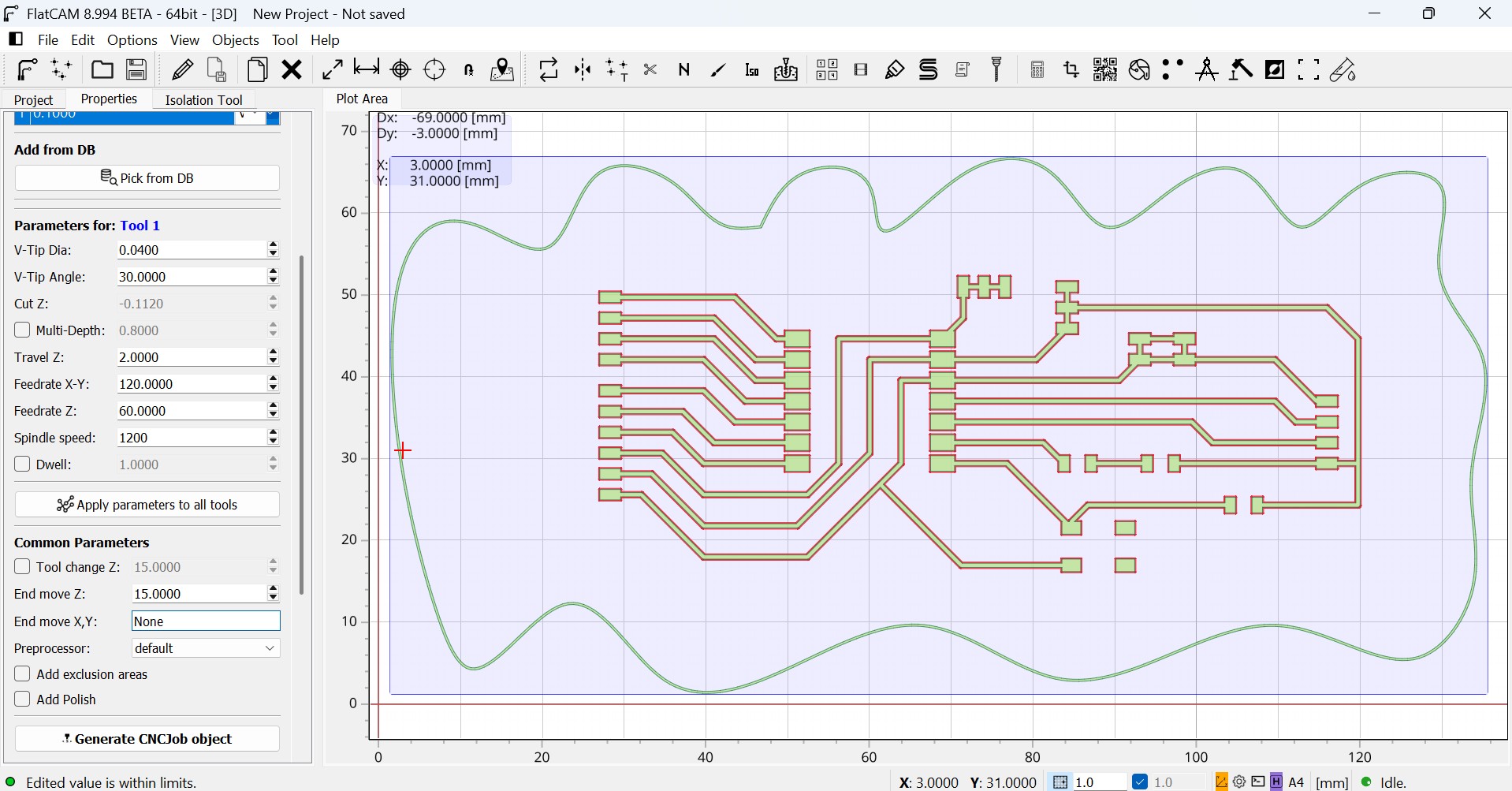 FlatCAM isolation routing preview