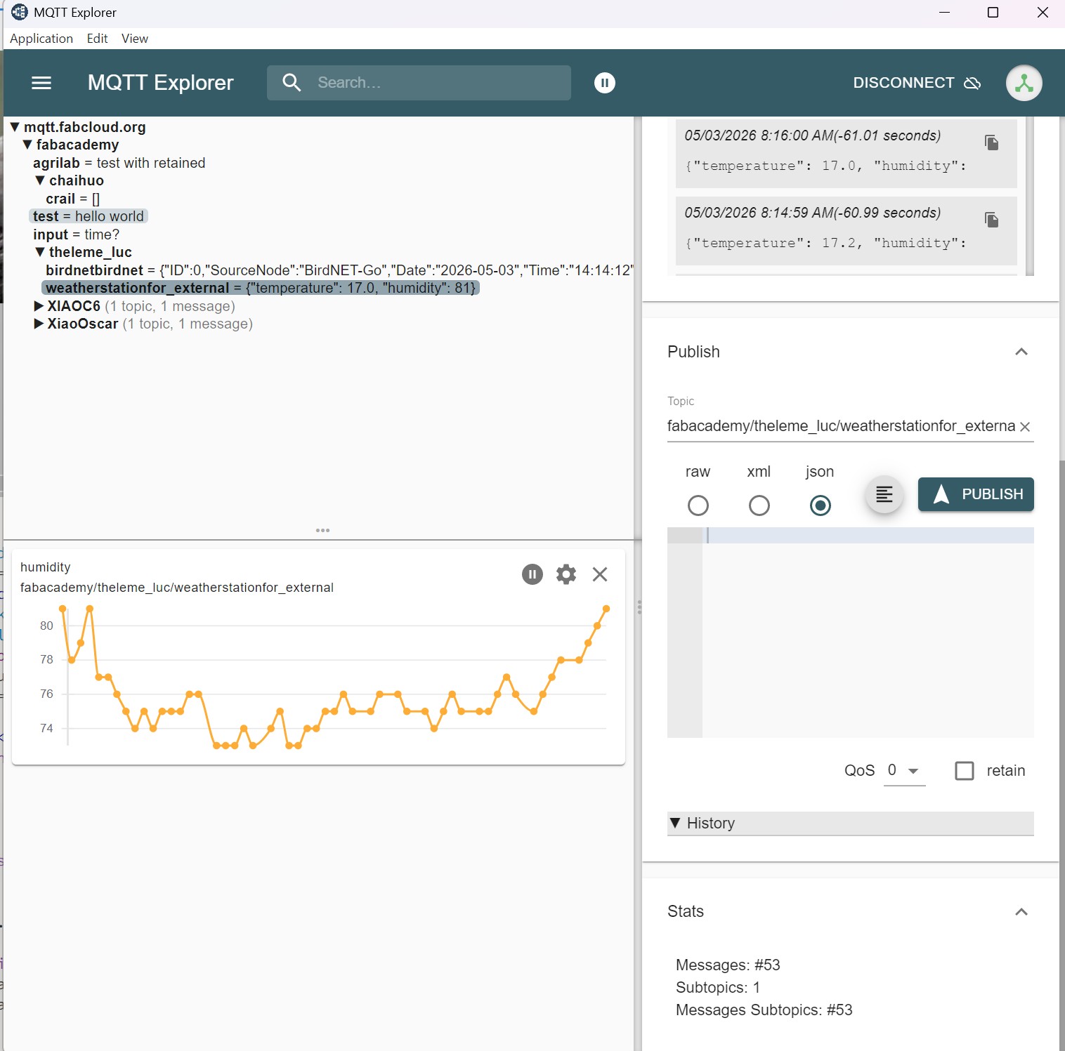 Screenshot of MQTT explorer