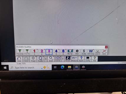 Selecting the cut quality in OMAX Layout
