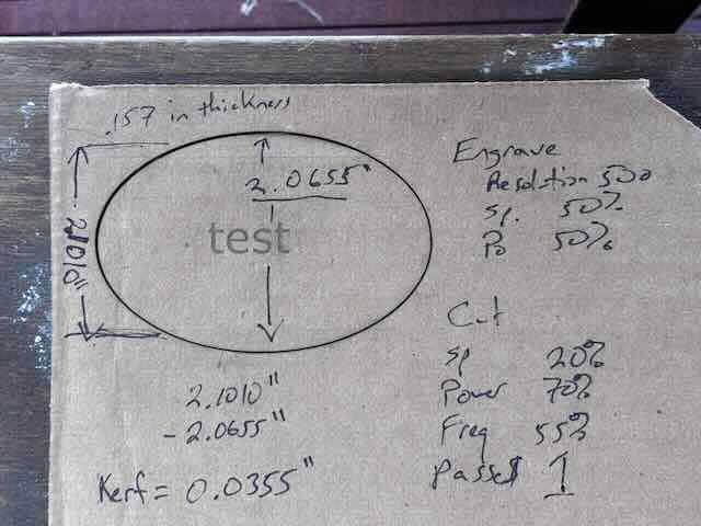 Kerf and settings test