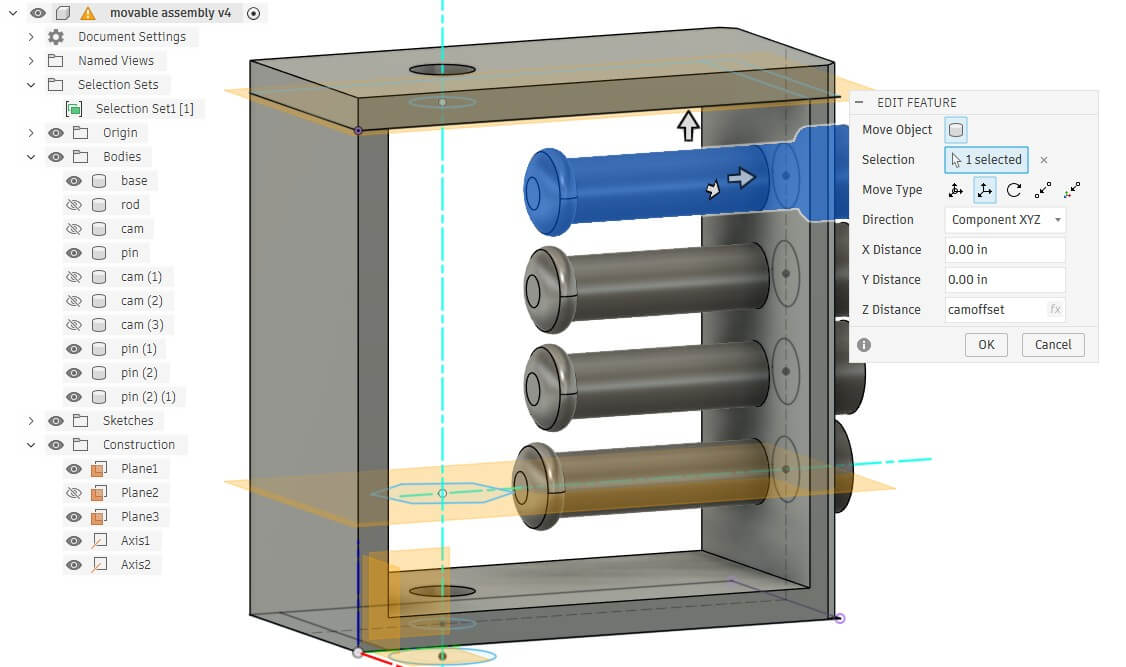 Moving and copying the pins