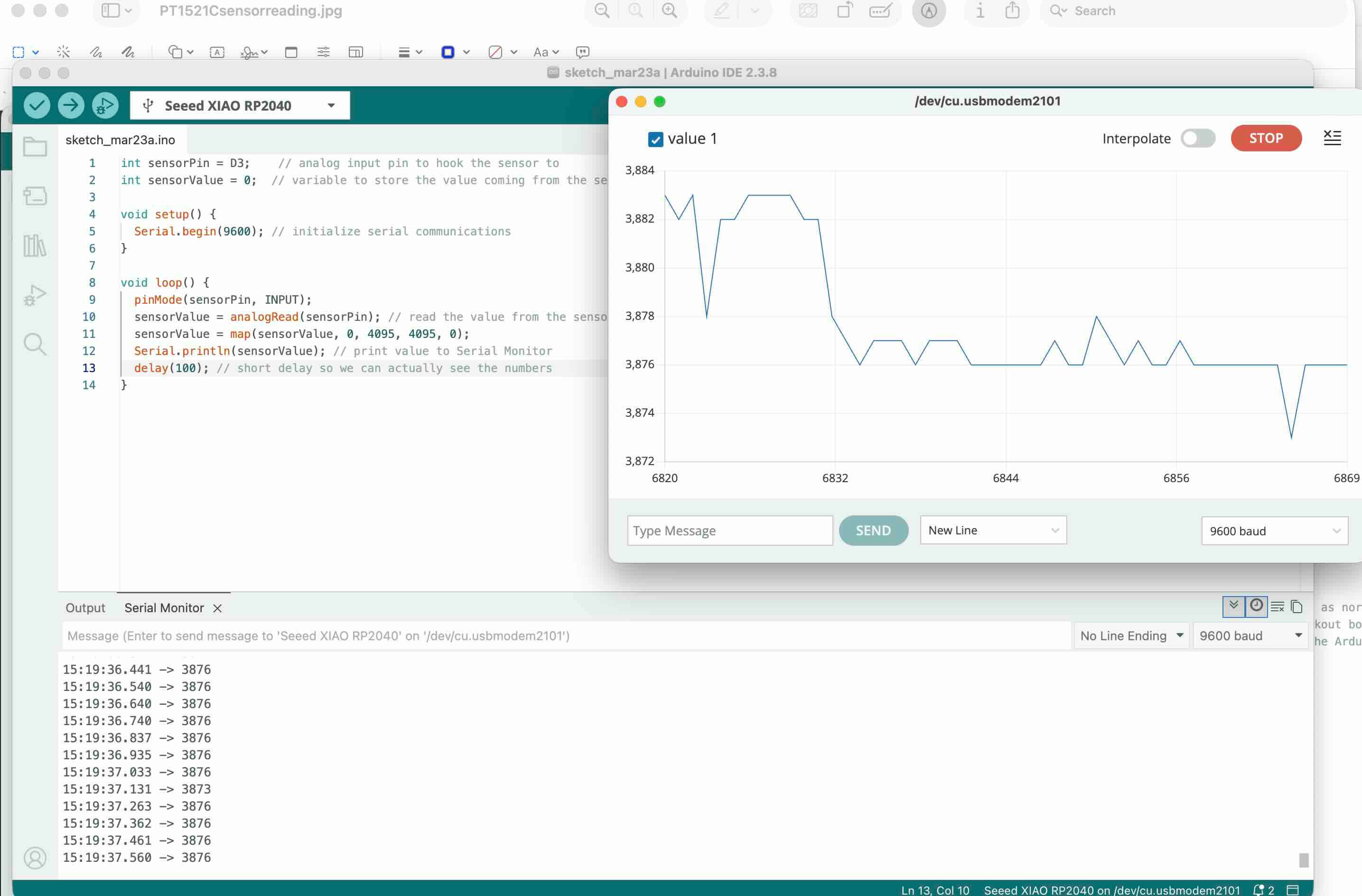 Sensor detecting IR signal using PT1521C