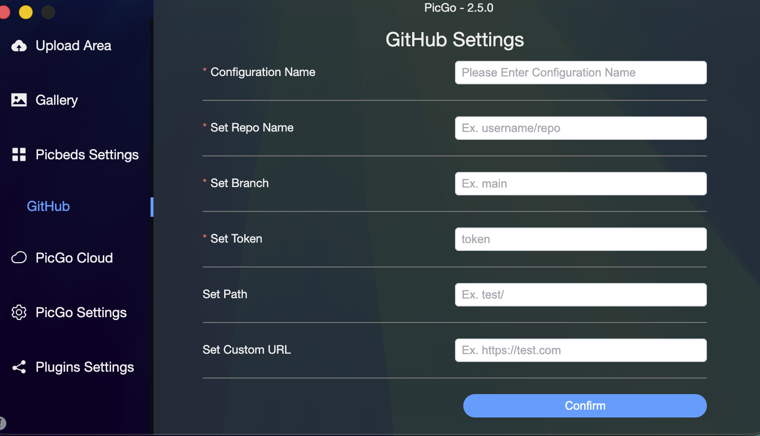 PicGo GitHub Settings