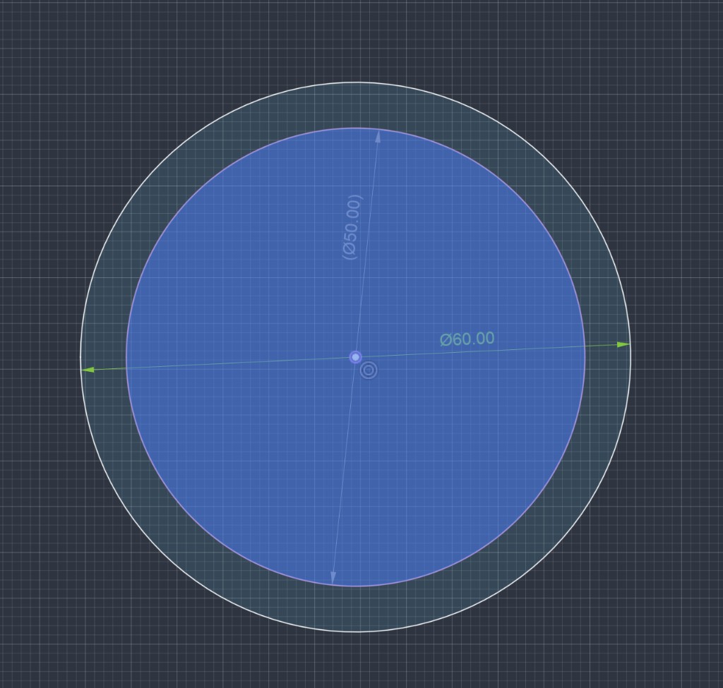 Base sketch concentric Ø60 and Ø50