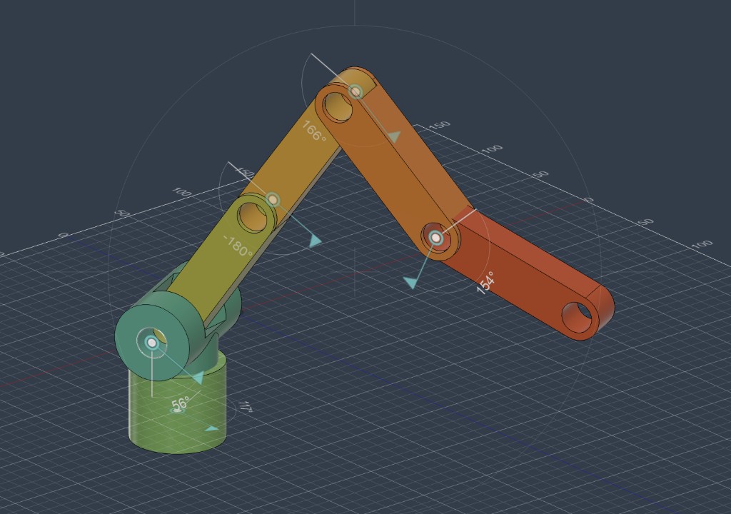 6-axis robotic arm — full assembly with joint angles in Fusion 360
