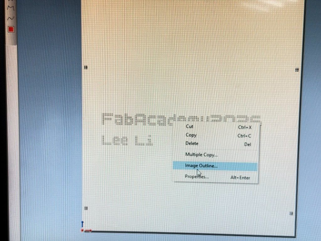 Right-click Image Outline menu in CutStudio
