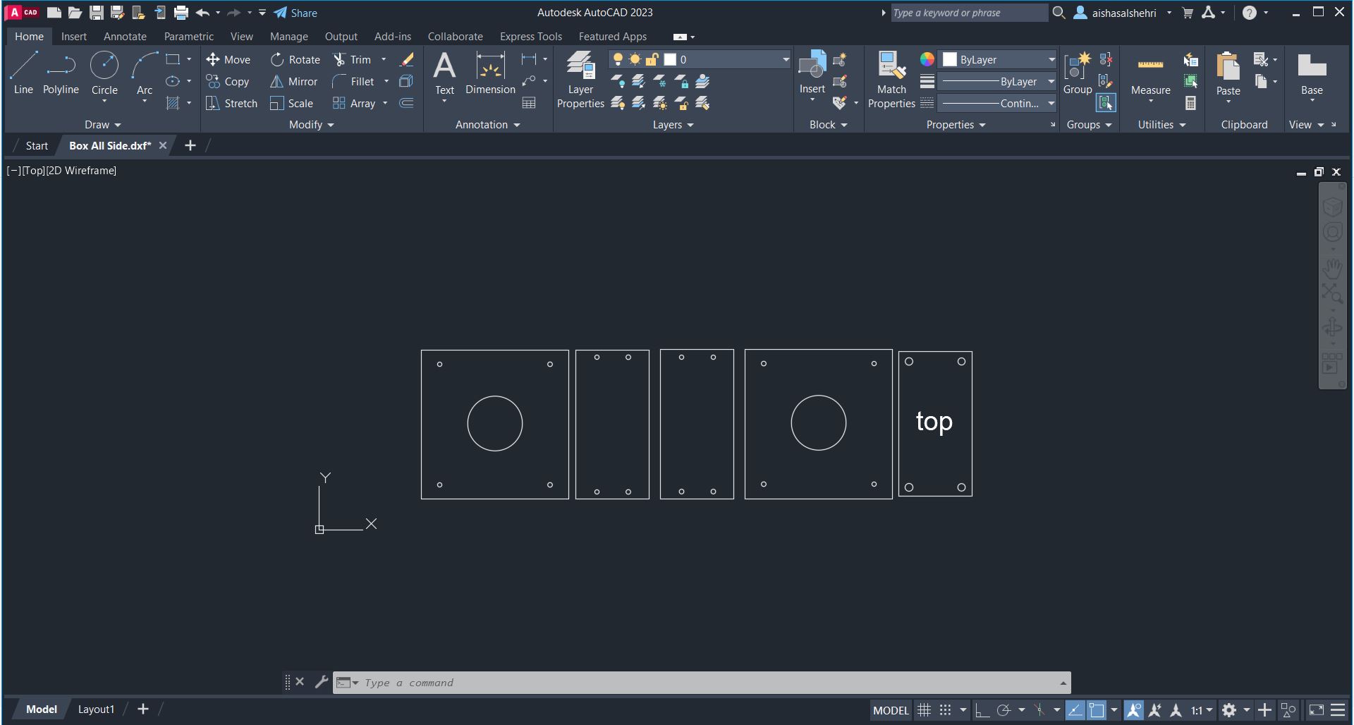 2D laser-cut layout for box enclosure