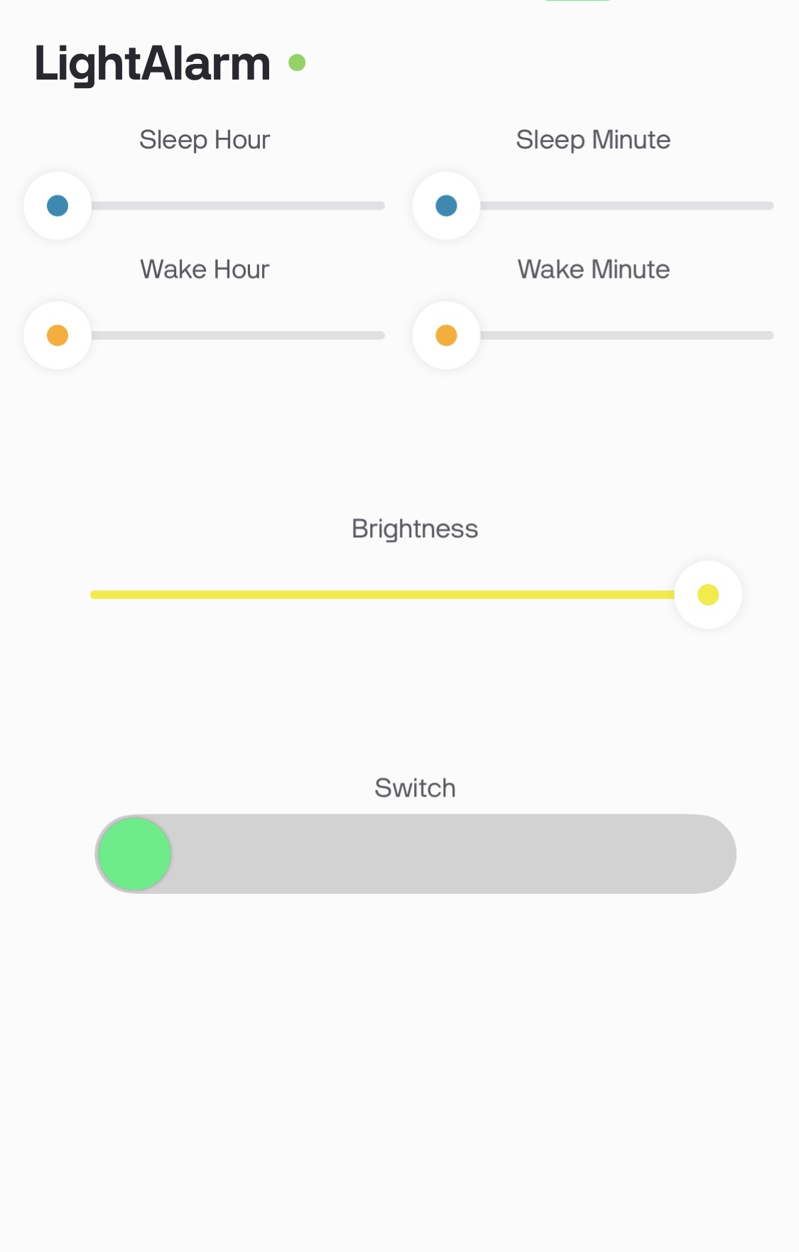 Blynk dashboard in the mobile app