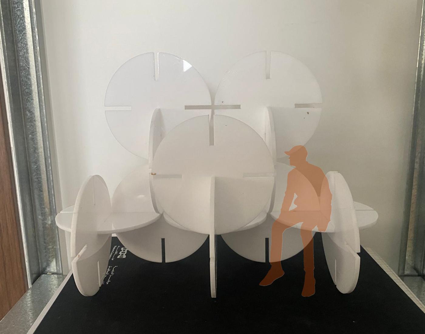 Final assembled parametric construction kit with all interlocking acrylic pieces fitted together