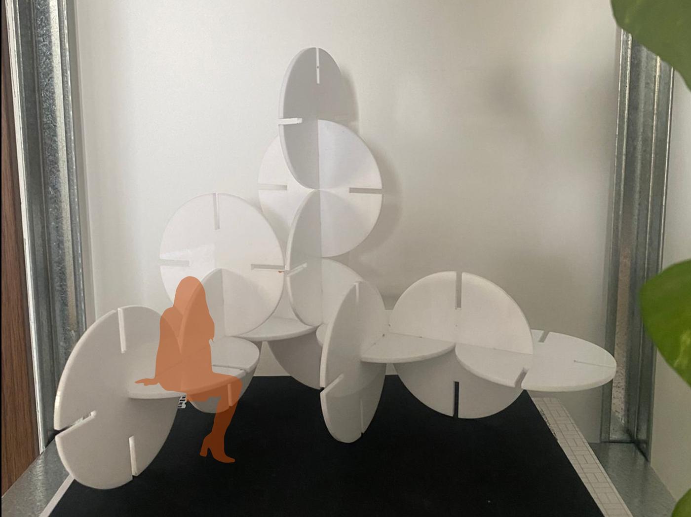Final assembled parametric construction kit with all interlocking acrylic pieces fitted together