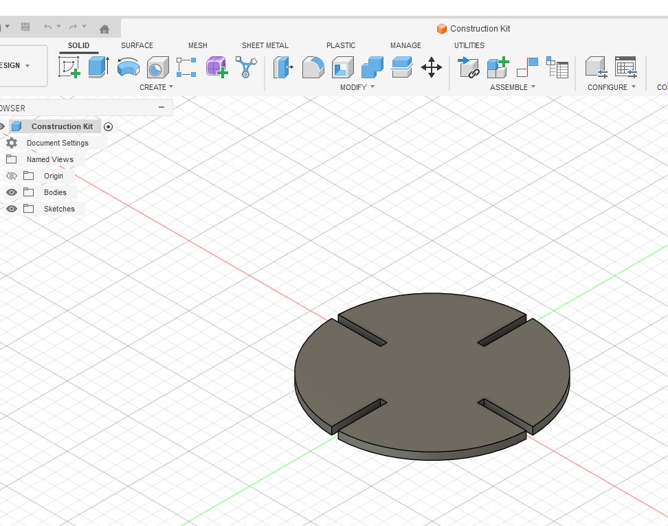 Fusion 360 extrude operation turning the 2D sketch into a 3mm thick body