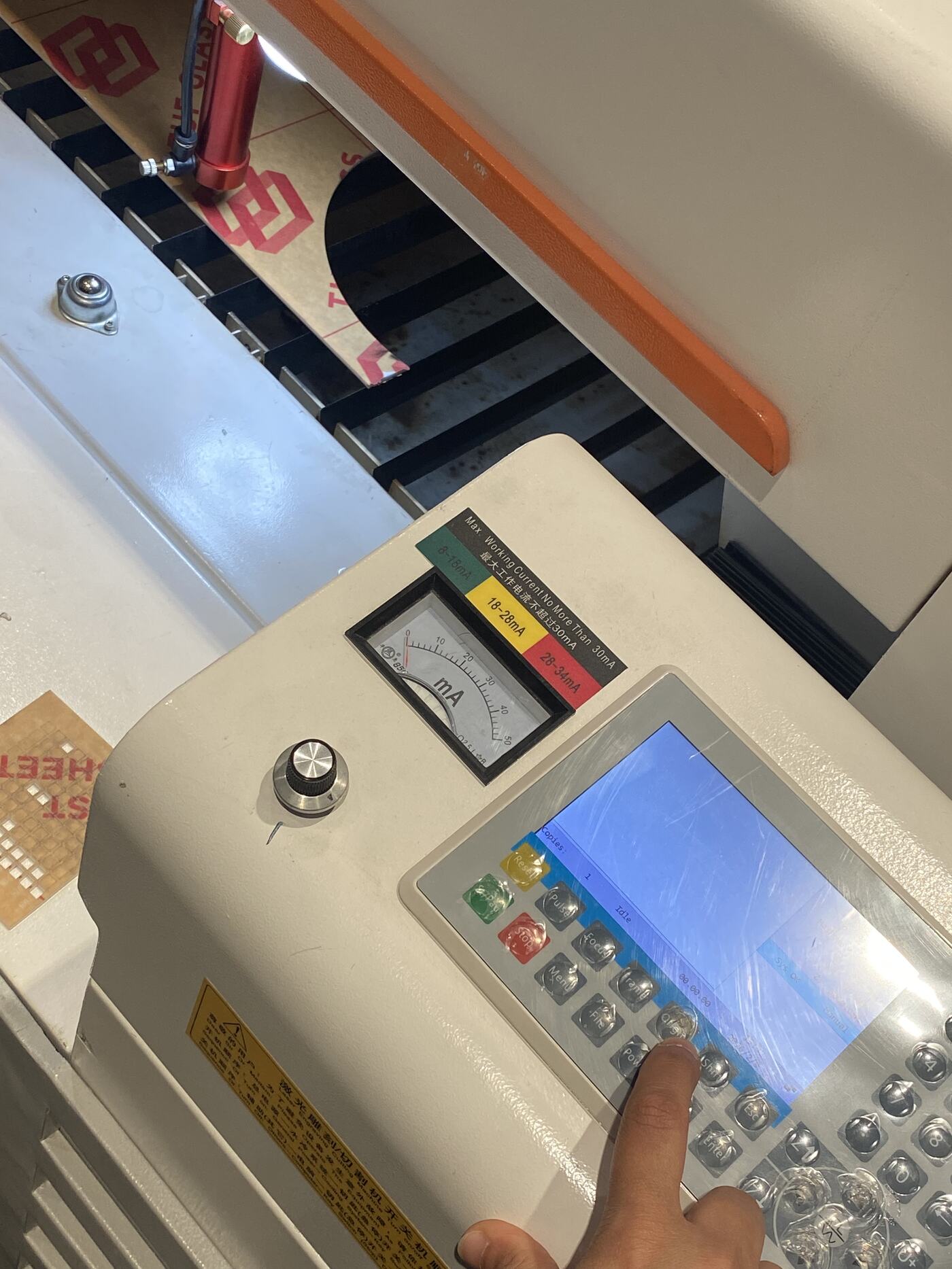 Setting the origin point on the laser cutter before starting the job
