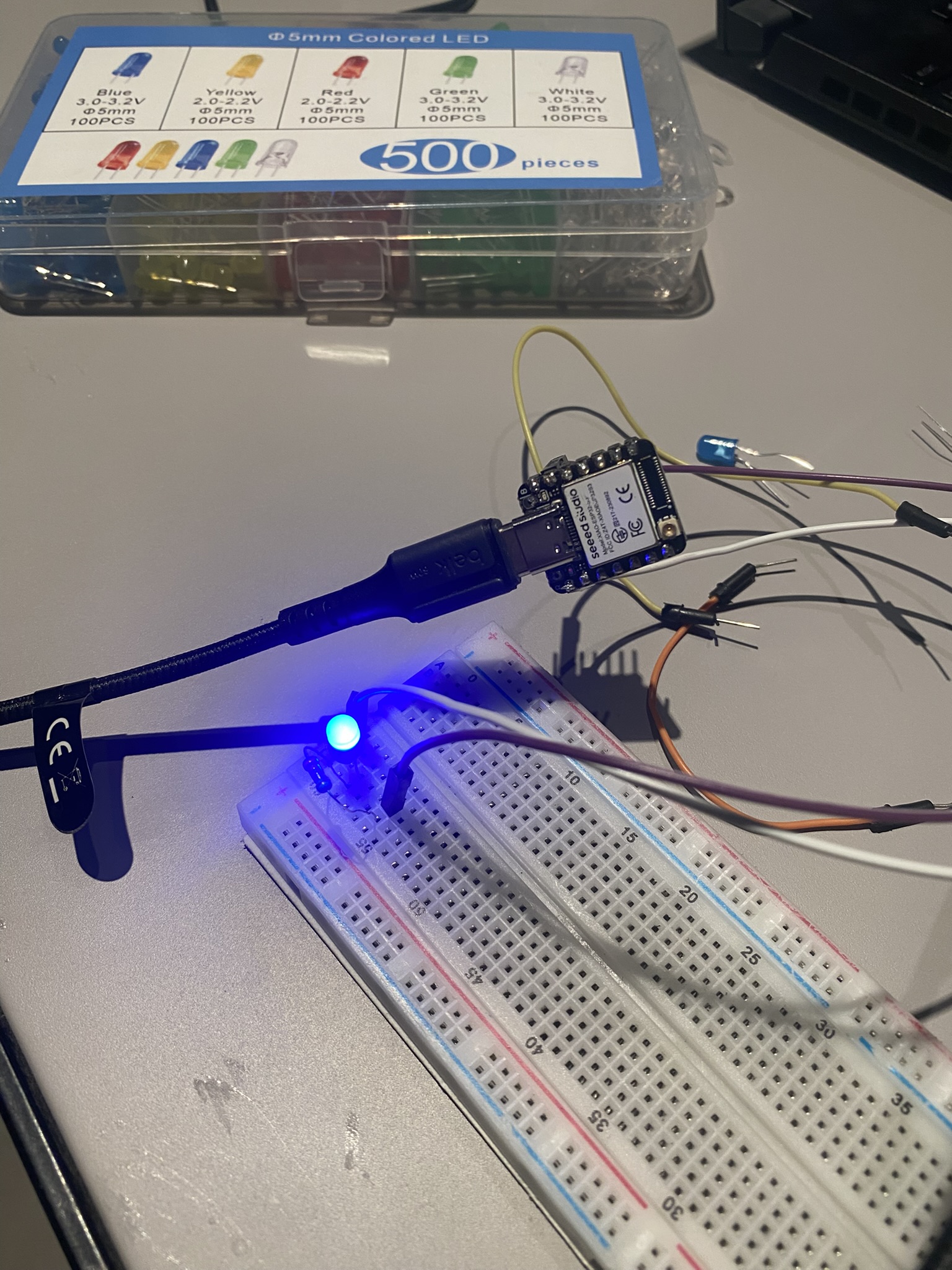 Full circuit with XIAO ESP32-S3 connected