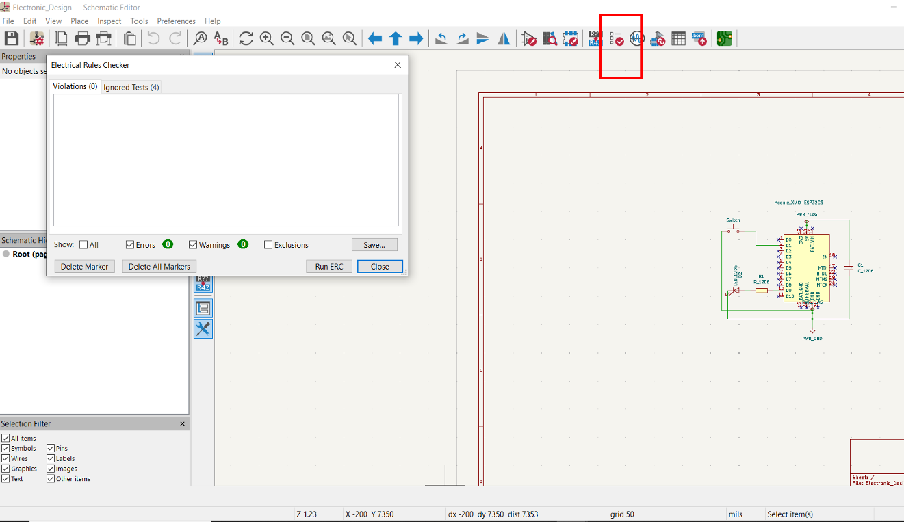 Completed schematic with ERC passed